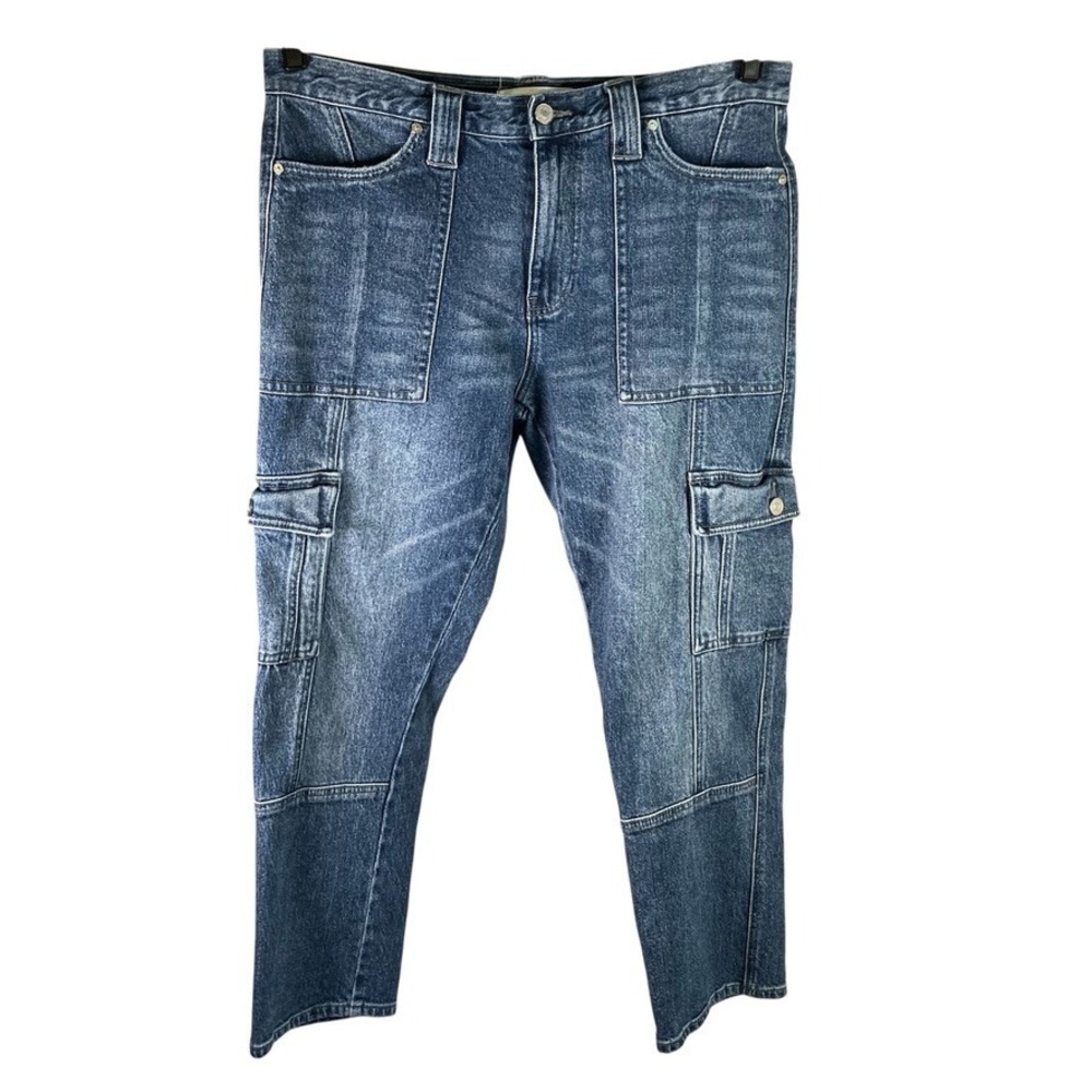 KanCan Blue Straight Leg Cargo Jeans